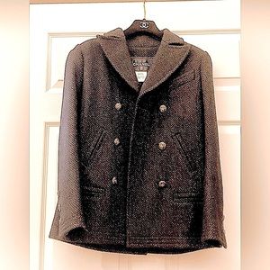 Chanel Black/Metallic Coat, Size 34. Handmade CC Buttons, Flawless!